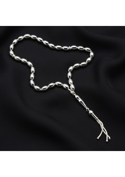 Düz Oval Gümüş Tesbih 6mm fiyatları