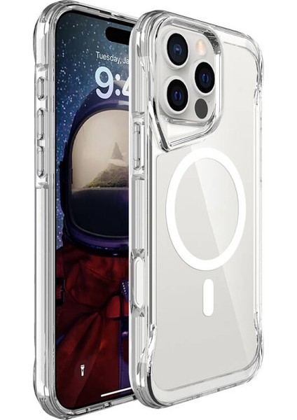 iPhone 16 Pro Max Kılıf Ultra Koruma Sağlayan Magsafeli Obdisian Premium Sert Şeffaf Silikon Kapak