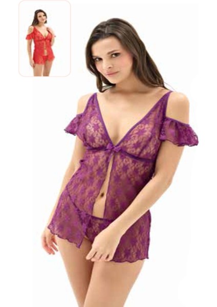 Iç Giyim Moongirl Fantezi Transparan Işlemeli Tül Gecelik