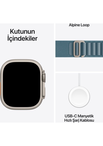Watch Ultra 3 Gps + Cellular, 49 mm Natürel Titanyum Kasa ve Açık Mavi Alpine Loop - Küçük Boy