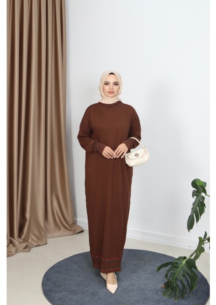 Şeritli Çift Renk Merserize Elbise