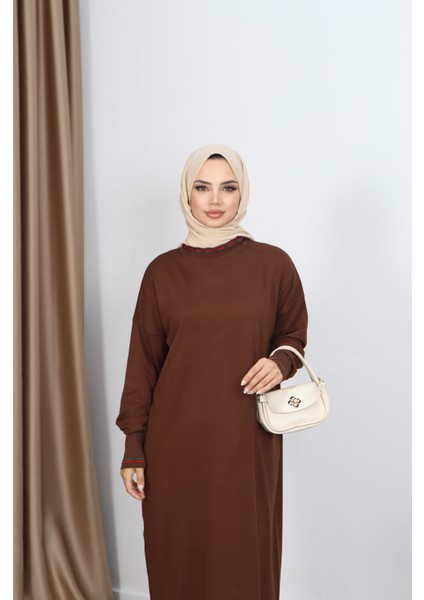 Şeritli Çift Renk Merserize Elbise modelleri