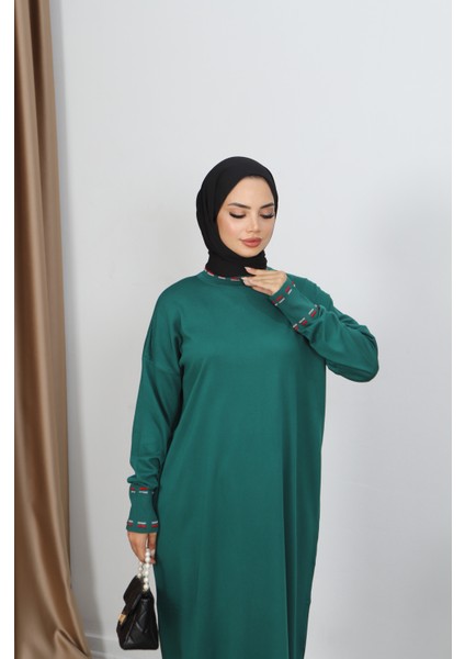 Şeritli Çift Renk Merserize Elbise modelleri