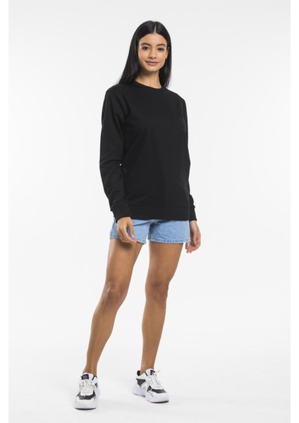 Süperlife Kadın Bisiklet Yaka Regular Kalıp Ince Pamuklu Sweatshirt SPR21K30