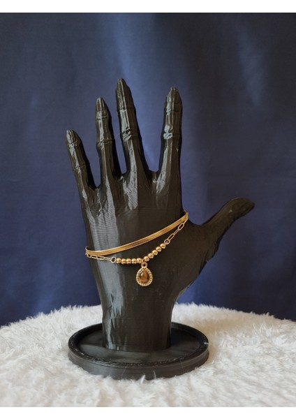 Taş Detaylı Ikili Çelik Bileklik