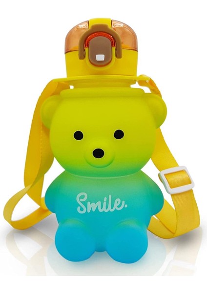 Smile Ayıcık Su Matarası Su Şişesi Suluk Bpa Içermez Suluk 800ML (Sticker Hediyeli)