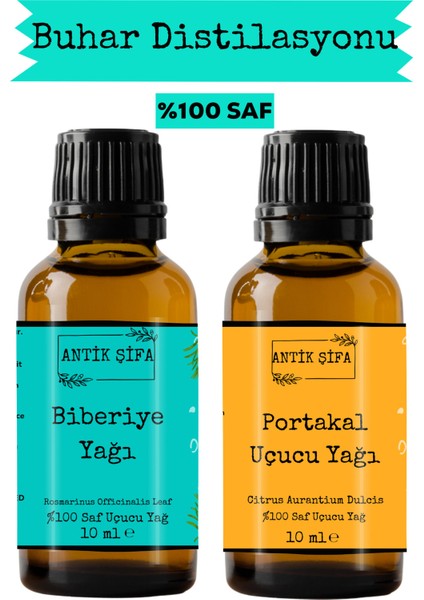 Biberiye Yağı ve Portakal Kabuğu Uçucu Yağı (10ML + 10 Ml)- %100 Saf Seyreltilmemiş