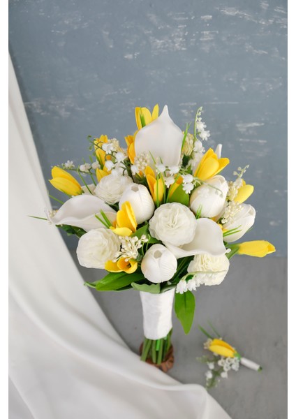 Islak Lale Gala Sarı Beyaz Gelin Çiçeği fırsatları