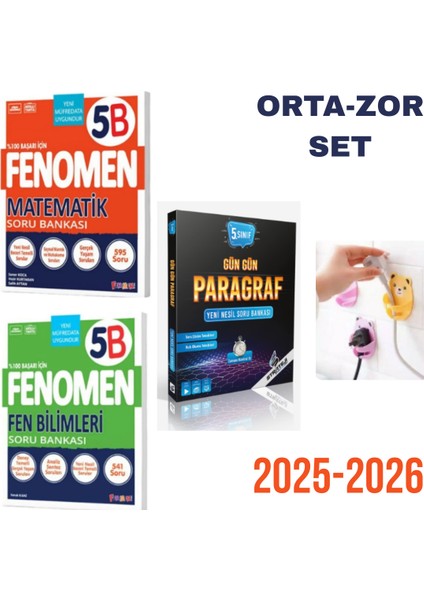 5b Matematik + 5b Fen Bilimleri + Strateji 5.sınıf Gün Gün Paragraf Soru Bankası Set Fiş Tutuculu