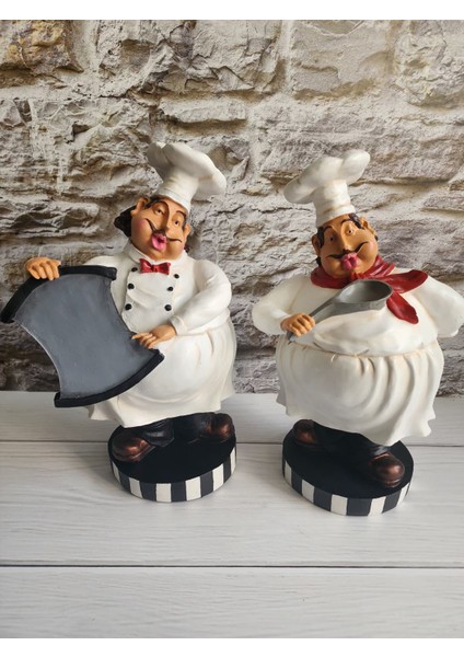 Dekoratif Aşçı Garson Ikili Set Obje