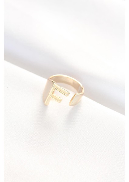 F Harfli Altın Renk Ayarlanabilir Yüzük - PRT3500EB01342 fiyatları