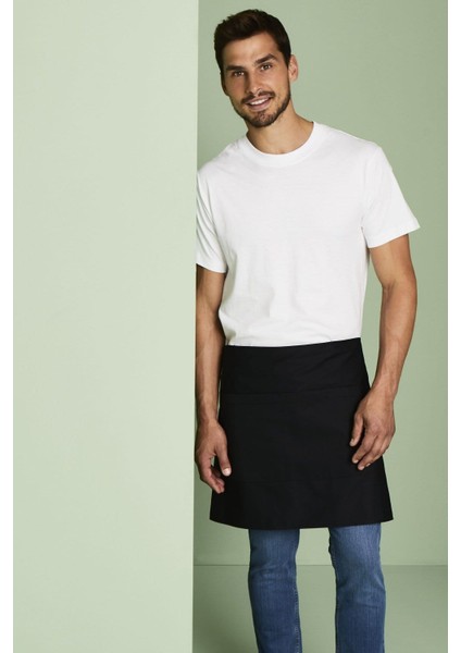 Garson Aşçı ve Mutfak Şef Yarım Bel Önlük Leke Tutmaz 2 Cepli Servis Önlüğü Unisex Short Apron