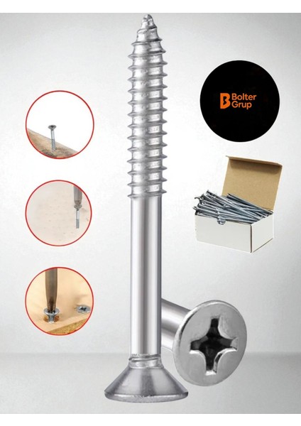 Ağaç ve Sunta Vidası 4,0X18 mm Yhb Sunta Vidası 4X18 mm 100 Adet