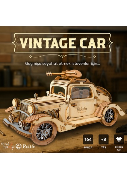 Minyatür Vintage Car| Ahşap Vintage Car Maketi | 3D Puzzle
