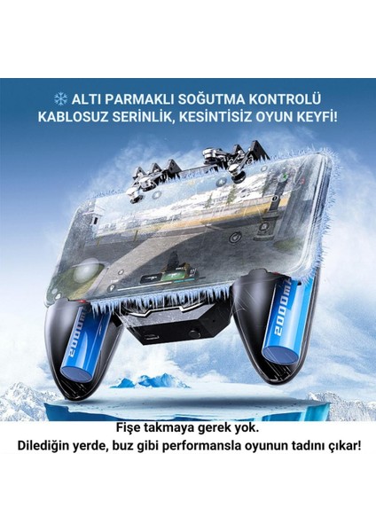 Profesyonel Yüksek Hassasiyetli 4000MAH Şarjlı 6 Parmak Telefon Soğutucu ve Joystick Gamepad Tetik modelleri