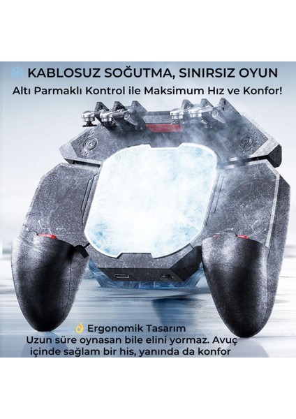 Profesyonel Yüksek Hassasiyetli 4000MAH Şarjlı 6 Parmak Telefon Soğutucu ve Joystick Gamepad Tetik fırsatları
