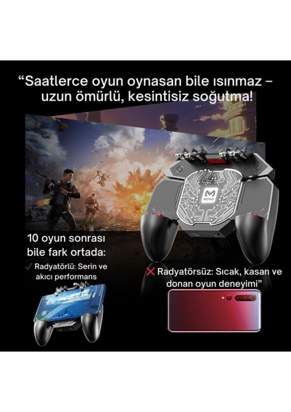 Profesyonel Yüksek Hassasiyetli 4000MAH Şarjlı 6 Parmak Telefon Soğutucu ve Joystick Gamepad Tetik indirimleri