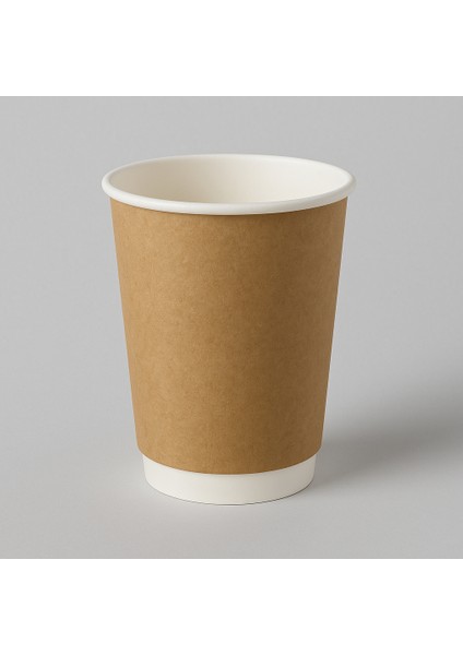 14 Oz Double Wall Kraft Görünüm Karton Bardak + Siyah Kapaklı 25'li modelleri