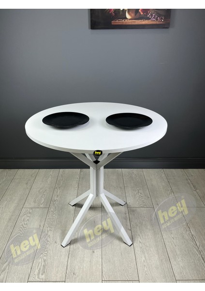 Aras 2 Kişilik Yuvarlak Mutfak Yemek Masası Takımı 2+1 Beyaz Kazayağı Kumaş 80 cm fiyatları