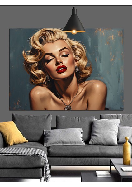 Kırmızı Rujlu Marilyn Monroe Dekoratif Kanvas - Mdf Ahşap Tablo modelleri
