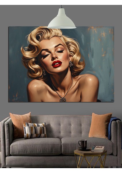 Kırmızı Rujlu Marilyn Monroe Dekoratif Kanvas - Mdf Ahşap Tablo fırsatları