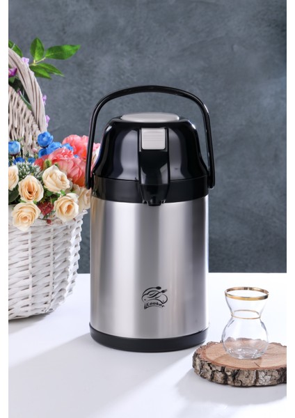 2.5 Litre Çift Kat Paslanmaz Çelik Termos(Ev, Iş Yeri, Restoran, Otel, Piknik ve Organizasyonlar)
