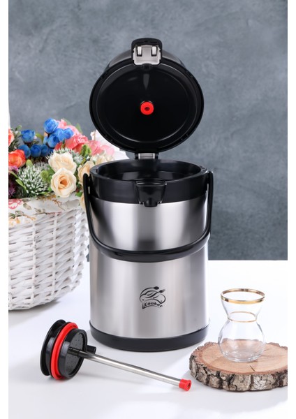 2.5 Litre Çift Kat Paslanmaz Çelik Termos(Ev, Iş Yeri, Restoran, Otel, Piknik ve Organizasyonlar) modelleri