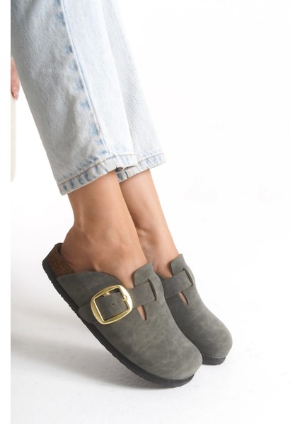 Kadın Mantar Taban Kışlık Önü Kapalı Sabo Günlük Rahat Haki Ev Terliği 1 Beden Büyük Tercih Ediniz. modelleri