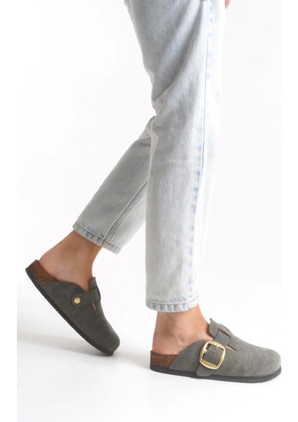 Kadın Mantar Taban Kışlık Önü Kapalı Sabo Günlük Rahat Haki Ev Terliği 1 Beden Büyük Tercih Ediniz. fırsatları