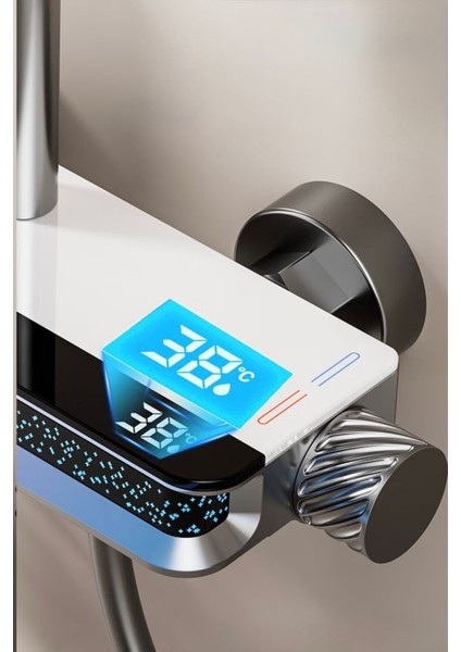 Star-Dijital LED Göstergeli Piyano Tuşlu Termostatik Banyo Batarya Duş Sistemi Tepe Robot Duş Seti modelleri