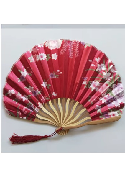 - Yelpaze Kesesi ile Lüks, Şık Zarif Desenli Pembe Japon Yelpazesi