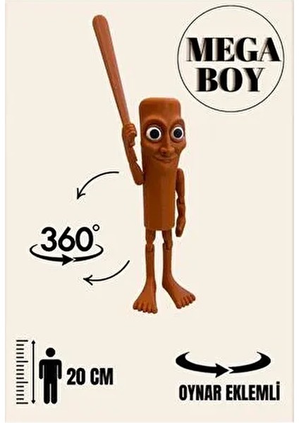 Tung Tung Tung Sahur Brainrot Eklemli-Mega Boy 20CM Figür