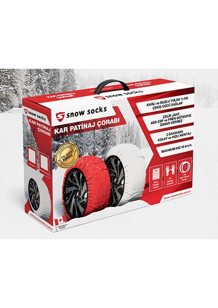 Snowsocks Kırmızı Kar Çorabı Grup 6 | Abs Esp Uyumlu, Çelik Jant Dostu, Kolay Montaj