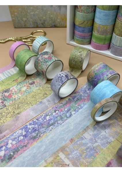 Vintage Doğa Temalı 20’li Washibant Set The Silence In The Painting Serisi (20*2m) Masking Tape/desenli Bant modelleri