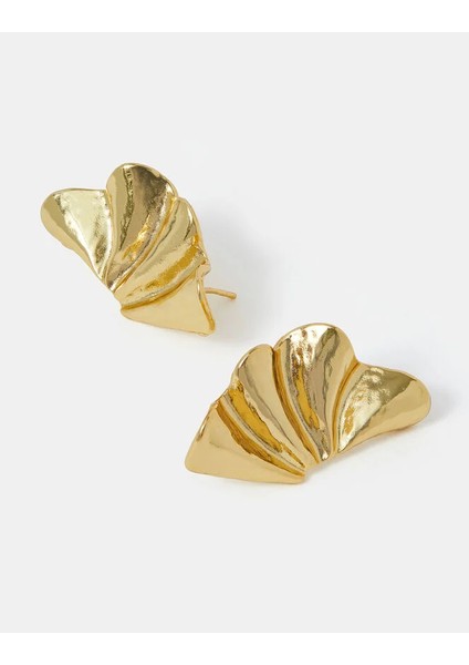 Z Molten Fan Küpe Seti Altın Kaplama