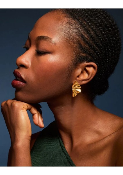 Z Molten Fan Küpe Seti Altın Kaplama fırsatları