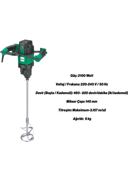 Elektrikli Boya Harç Karıştırıcı 2100 W Çift Kulp Ergonomik Mikser Ucu Güçlü Karıştırma Makinesi fiyatları