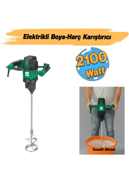 Elektrikli Boya Harç Karıştırıcı 2100 W Çift Kulp Ergonomik Mikser Ucu Güçlü Karıştırma Makinesi modelleri