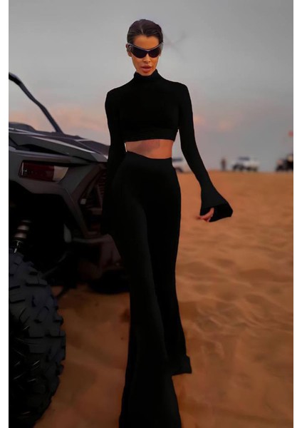 Kadın Balıkçı Crop Ispanyol Paça Pantolon Ikili Takım NBDF166 fiyatları