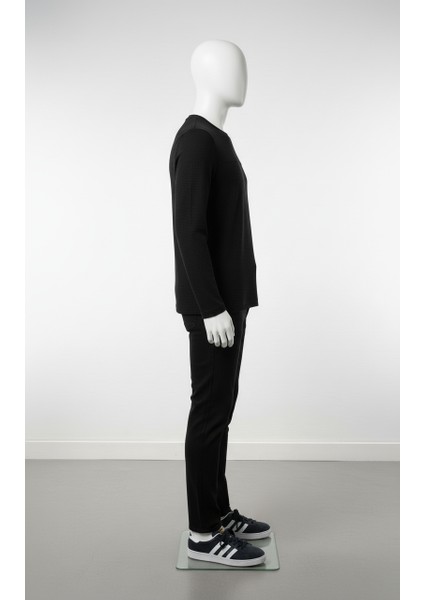 Erkek Standart Fit Rahat Kesim Waffle Dokulu Bisiklet Yaka Pamuklu Sweatshirt modelleri