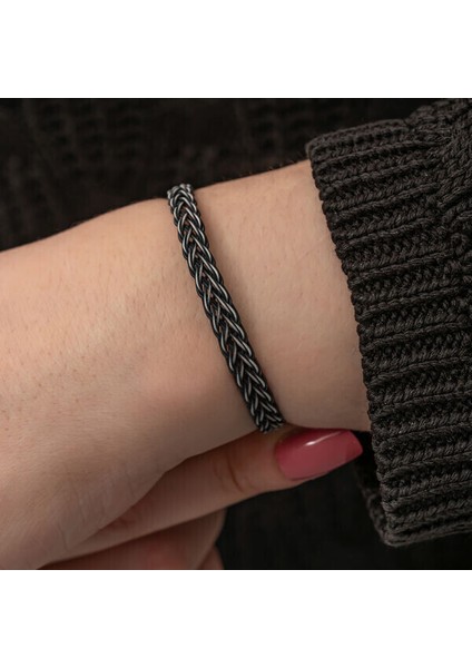Örgü Kazaziye 925 Ayar Gümüş Bileklik