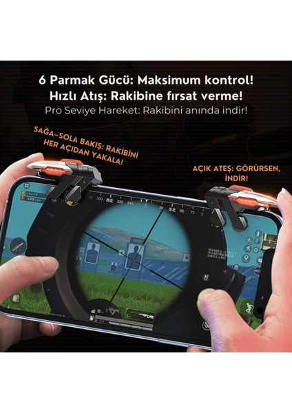Profesyonel Yüksek Hassasiyetli Telefon Tetik Mobil Oyun Tetik Aparatı 4 Buton Nişan ve Tetik Tuşu fiyatları