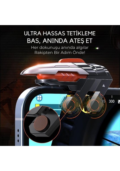 Profesyonel Yüksek Hassasiyetli Telefon Tetik Mobil Oyun Tetik Aparatı 4 Buton Nişan ve Tetik Tuşu fırsatları