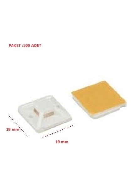 Yapışkan Kroşe Beyaz 19X19MM HV-3A (Paket 100 Ad)