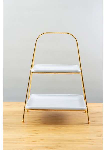 2 Katlı Metal Paslanmaz Kararmaz Lüks Gold Etajer Sunum ve Ikramlık Kek Pasta Standı Çeyizlik fiyatları