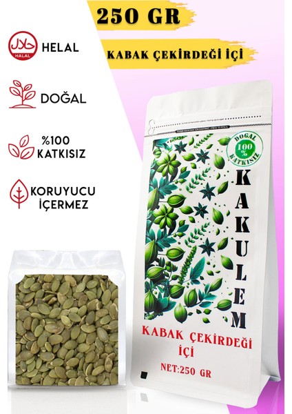 Sertifikalı Katkısız Çiğ Kabak Çekirdeği Içi 250 gr
