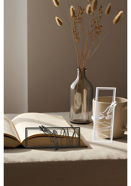 Süzülen Kartal Kitap Ayracı, Modern Tasarım, Hafif ve Şık 2’li, Siyah ve Beyazın Modern Uyumu