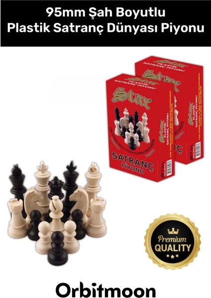 Premium Seri Şah Boyu 95MM Eksik Takımı Tamamlama Uyumlu Orta Plastik Satranç Dünyası Piyonu