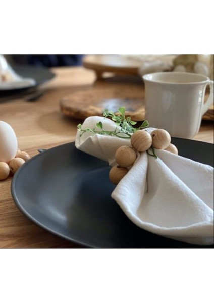 12'li Kahverengi Vintage Ahşap Peçete Yüzüğü Seti, Şık ve Doğal Tasarım