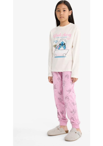 Kız Çocuk Disney Lilo & Stitch Pijama Takımı Uzun Kollu Üst Uzun Alt F7356A825AU